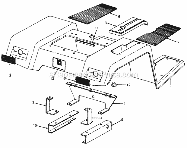 Fenders & Foot Rests Diagram and Parts List for 1105 135-292-100, 135-292-399, 0350039U, 136-292-1 Cub Cadet Lawn Mower